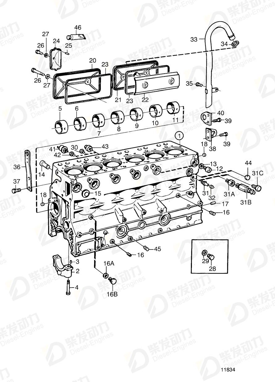 VOLVO Cylinder Block 465800 Drawing